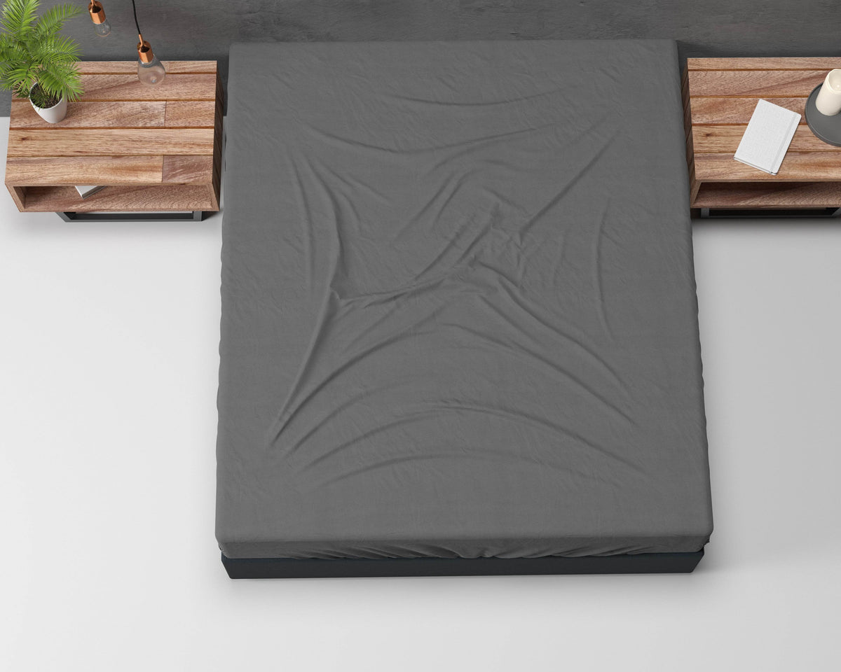Flanel Basic Spannbettlaken Anthrazit 140 x 200 cm - Palo24