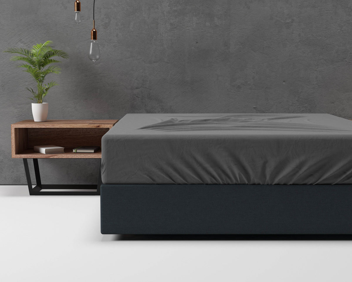 Flanel Basic Spannbettlaken Anthrazit 180 x 200 cm - Palo24