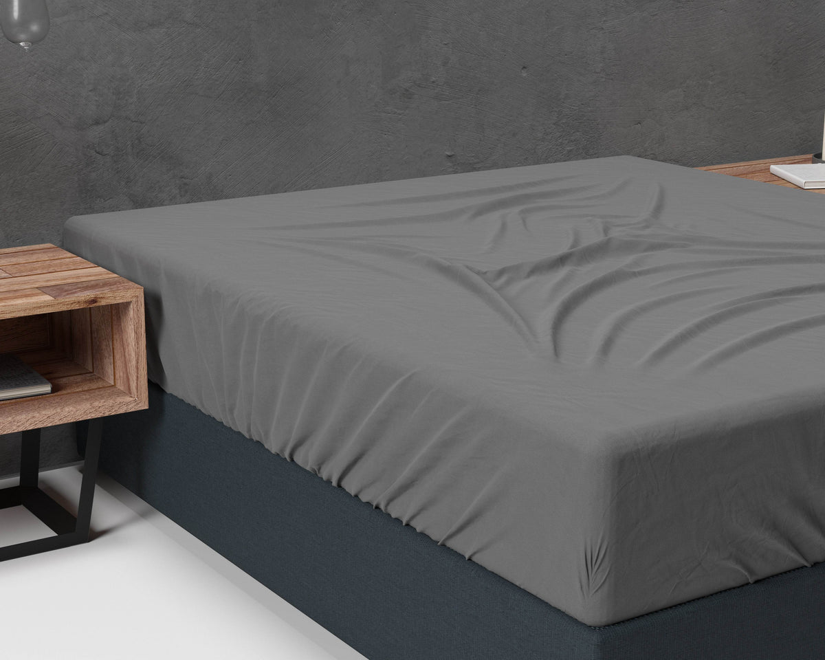 Flanel Basic Spannbettlaken Anthrazit 180 x 200 cm - Palo24