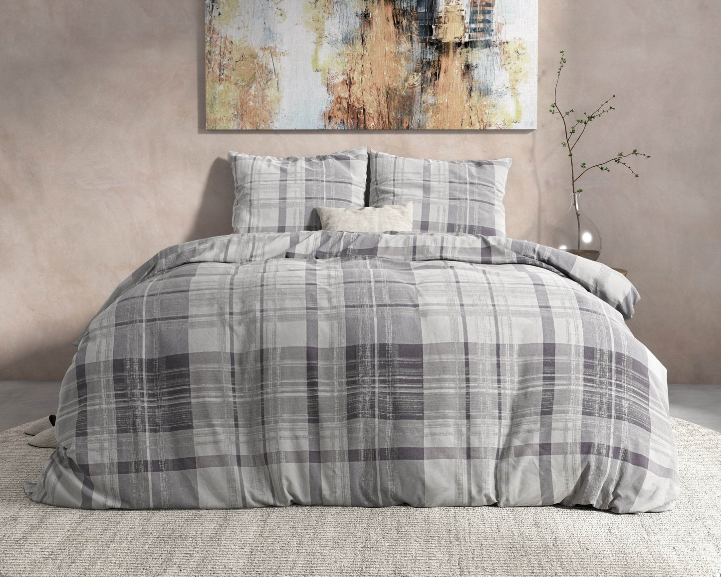 Bettbezug DH FL Theotis Grau 200 x 220 cm - Palo24