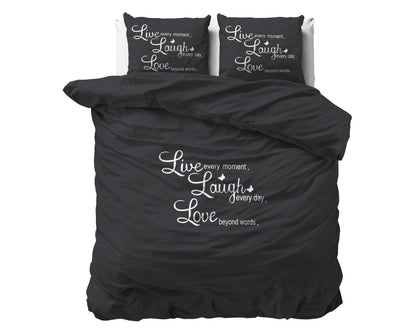 Bettbezug Live, laugh and love Anthrazit 200 x 220 cm - Palo24