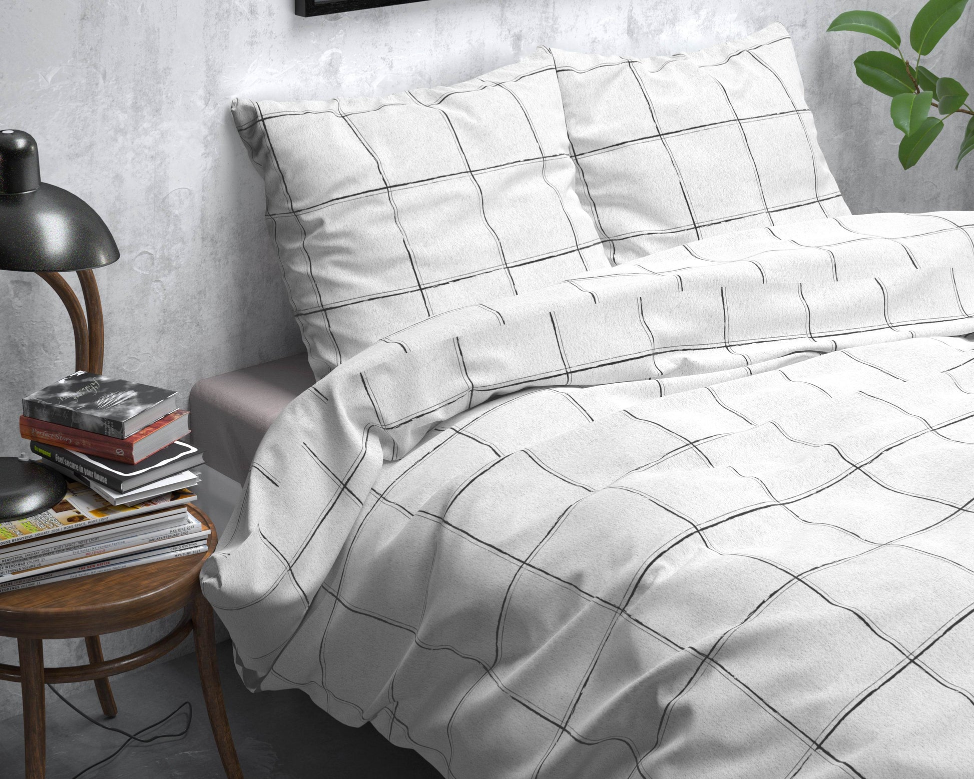 Bettbezug FL Deep check Weiss 240 x 220 cm - Palo24