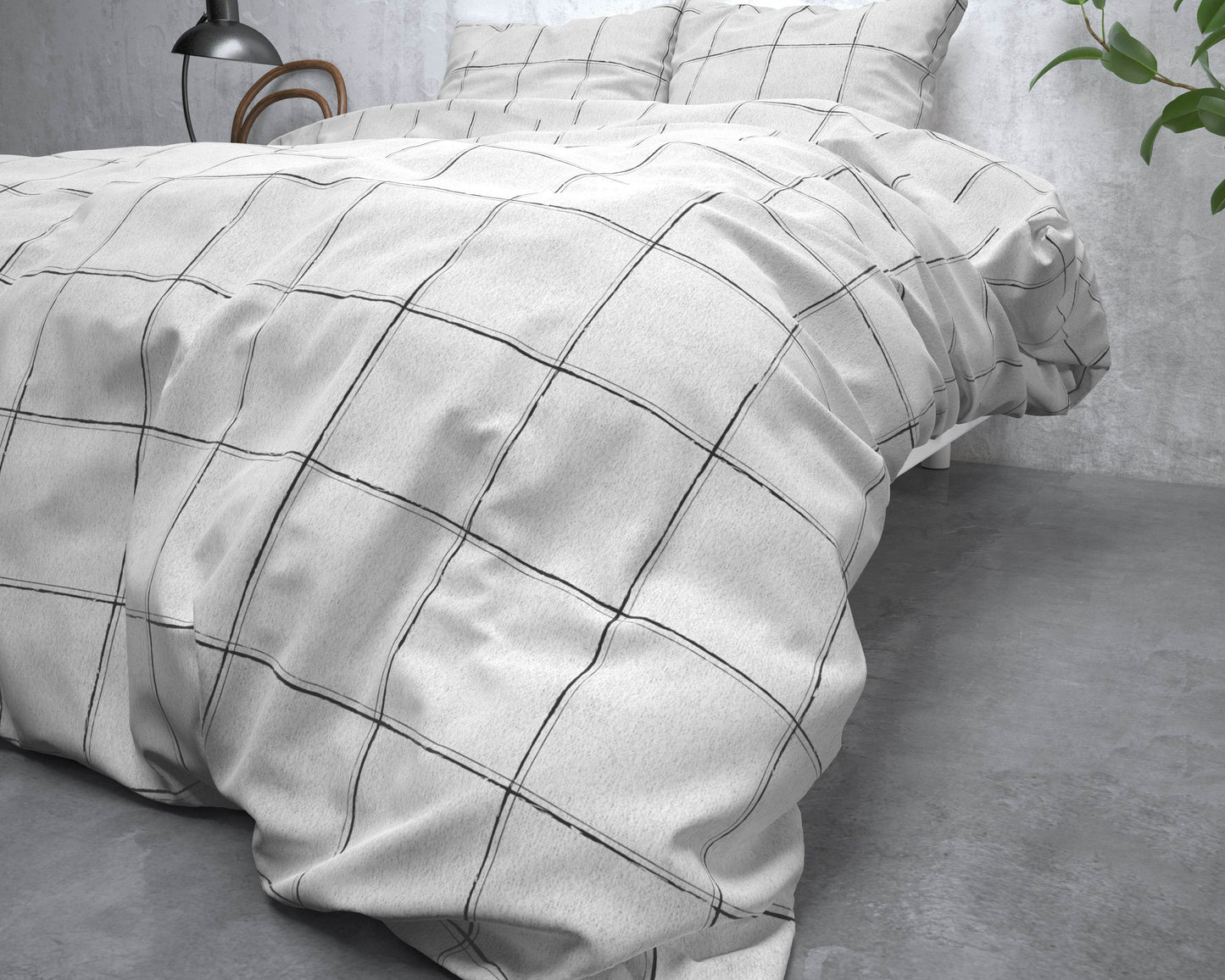 Bettbezug FL Deep check Weiss 240 x 220 cm - Palo24