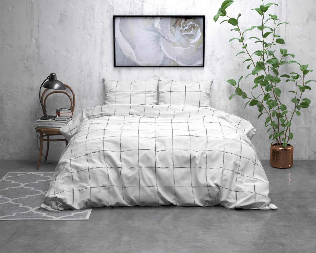 Bettbezug FL Deep check Weiss 240 x 220 cm - Palo24