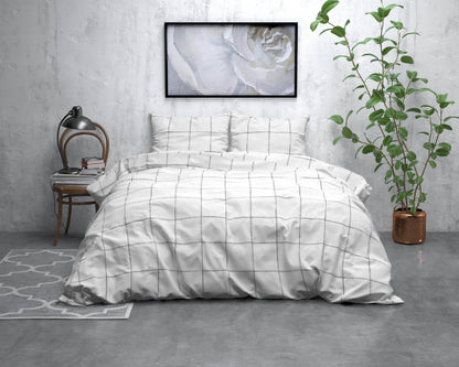 Bettbezug FL Deep check Weiss 240 x 220 cm - Palo24