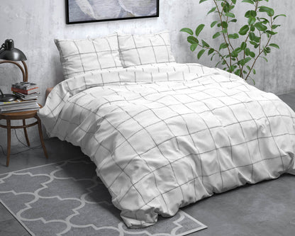 Bettbezug FL Deep check Weiss 240 x 220 cm - Palo24