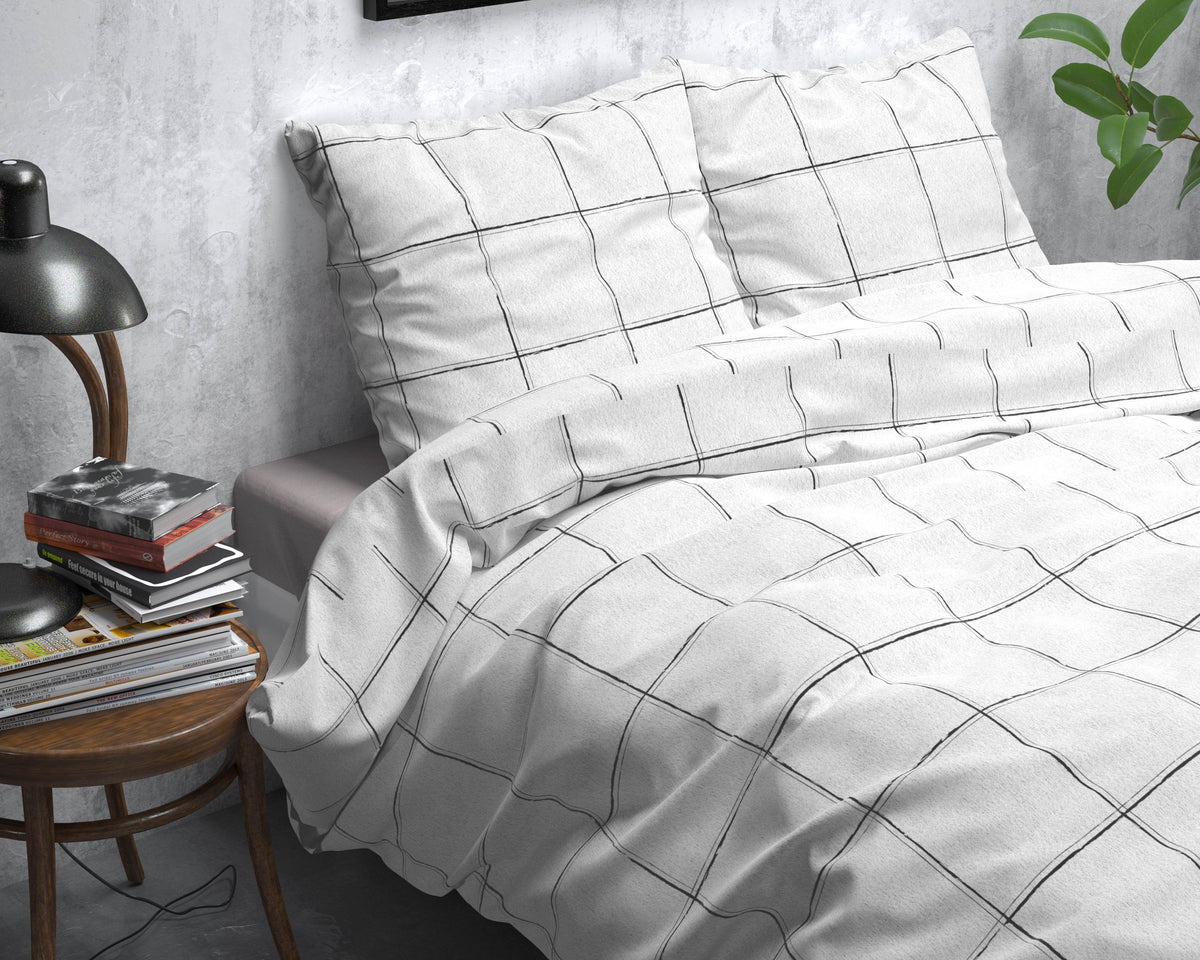 Bettbezug FL Deep check Weiss 240 x 220 cm - Palo24