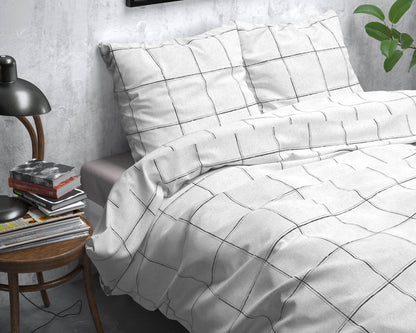 Bettbezug FL Deep check Weiss 240 x 220 cm - Palo24