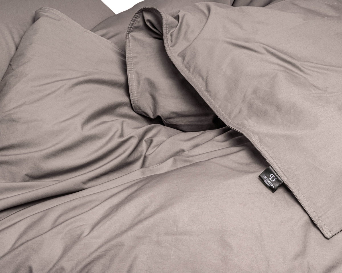 Bettbezug Egyptische Baumwolle Uni Taupe 135 x 200/260 cm - Palo24