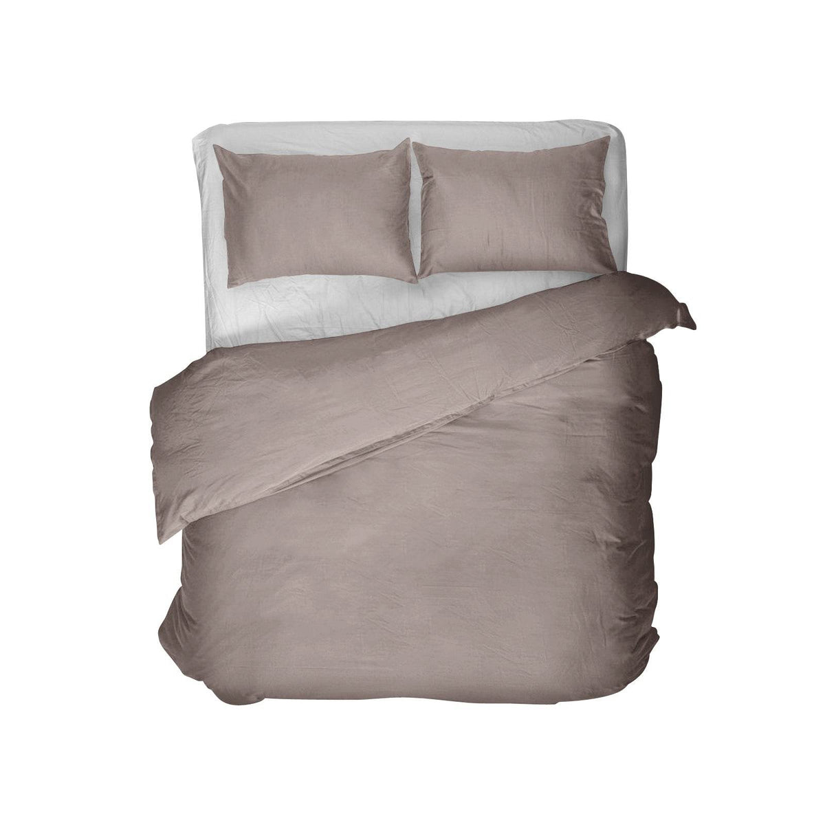 Bettbezug Egyptische Baumwolle Uni Taupe 135 x 200/260 cm - Palo24