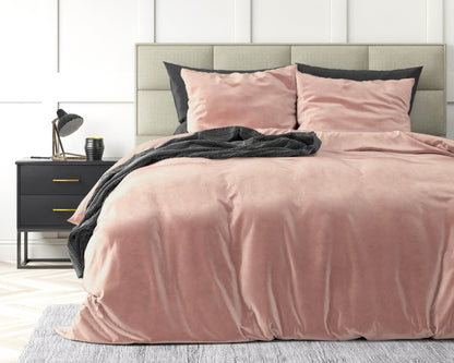 Bettbezug Samt Uni rosa 200 x 220 cm - Palo24
