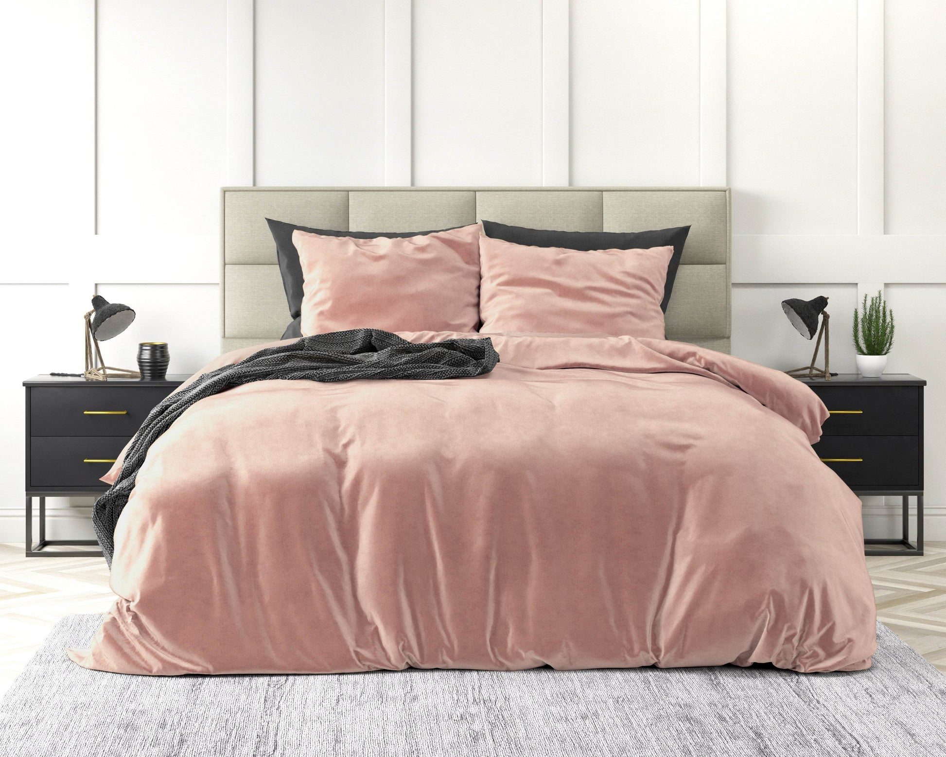 Bettbezug Samt Uni rosa 200 x 220 cm - Palo24