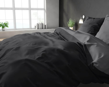 Bettbezug Double Face Schwarz/Anthrazit 240 x 220 cm - Palo24