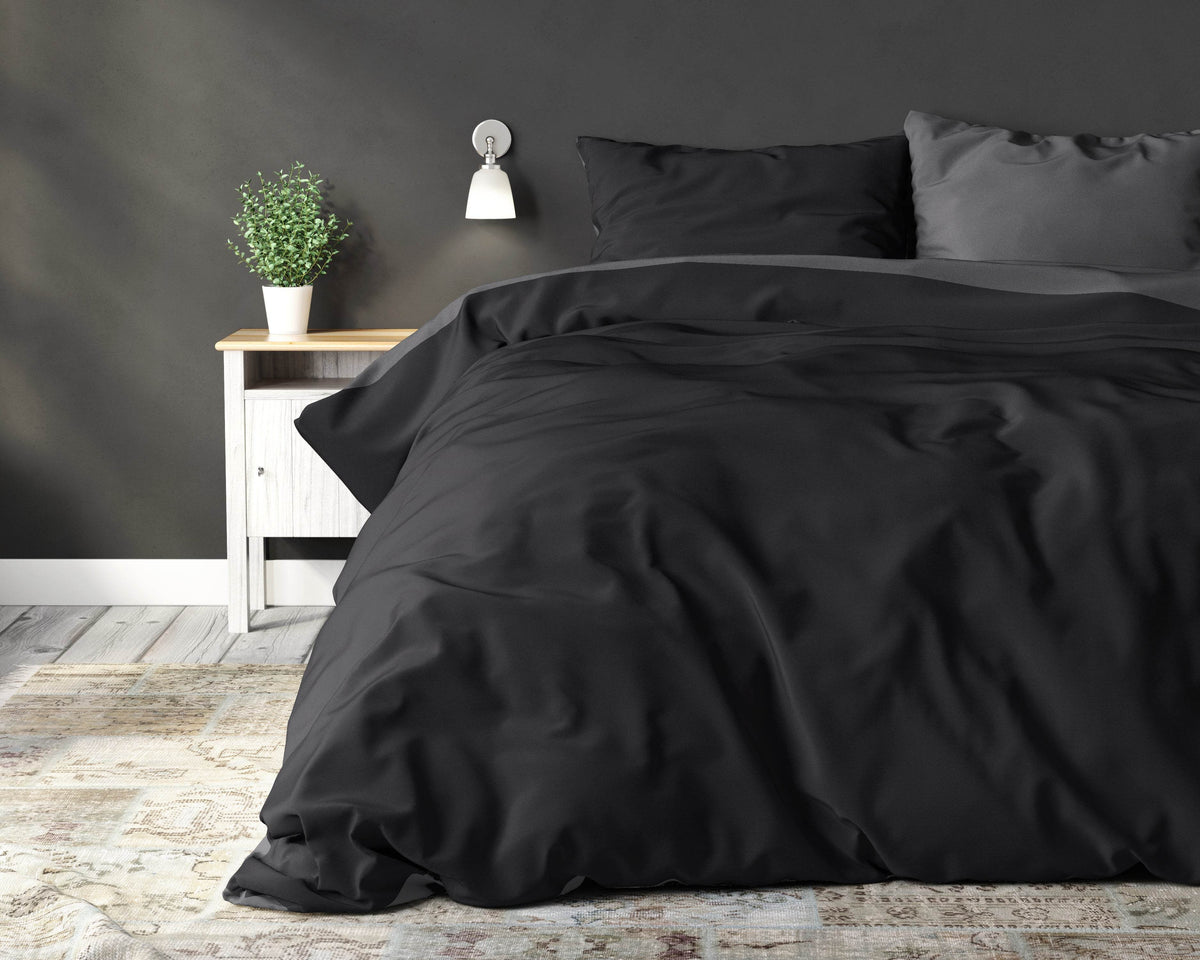 Bettbezug Double Face Schwarz/Anthrazit 240 x 220 cm - Palo24