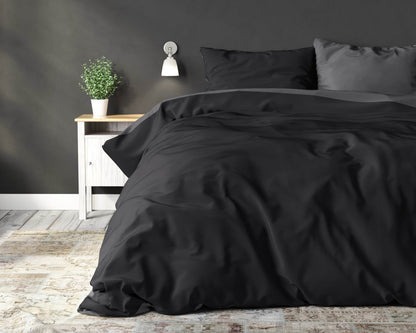 Bettbezug Double Face Schwarz/Anthrazit 240 x 220 cm - Palo24