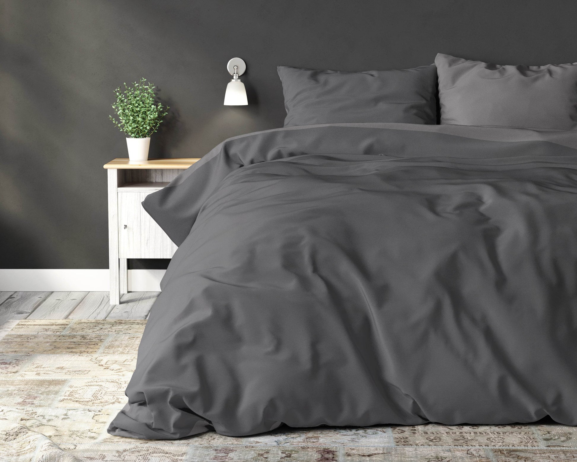 Bettbezug Double Face Grau/Anthrazit 240 x 220 cm - Palo24