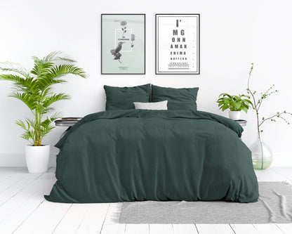 Bettbezug Stone washed Dark Green 140 x 220 cm - Palo24
