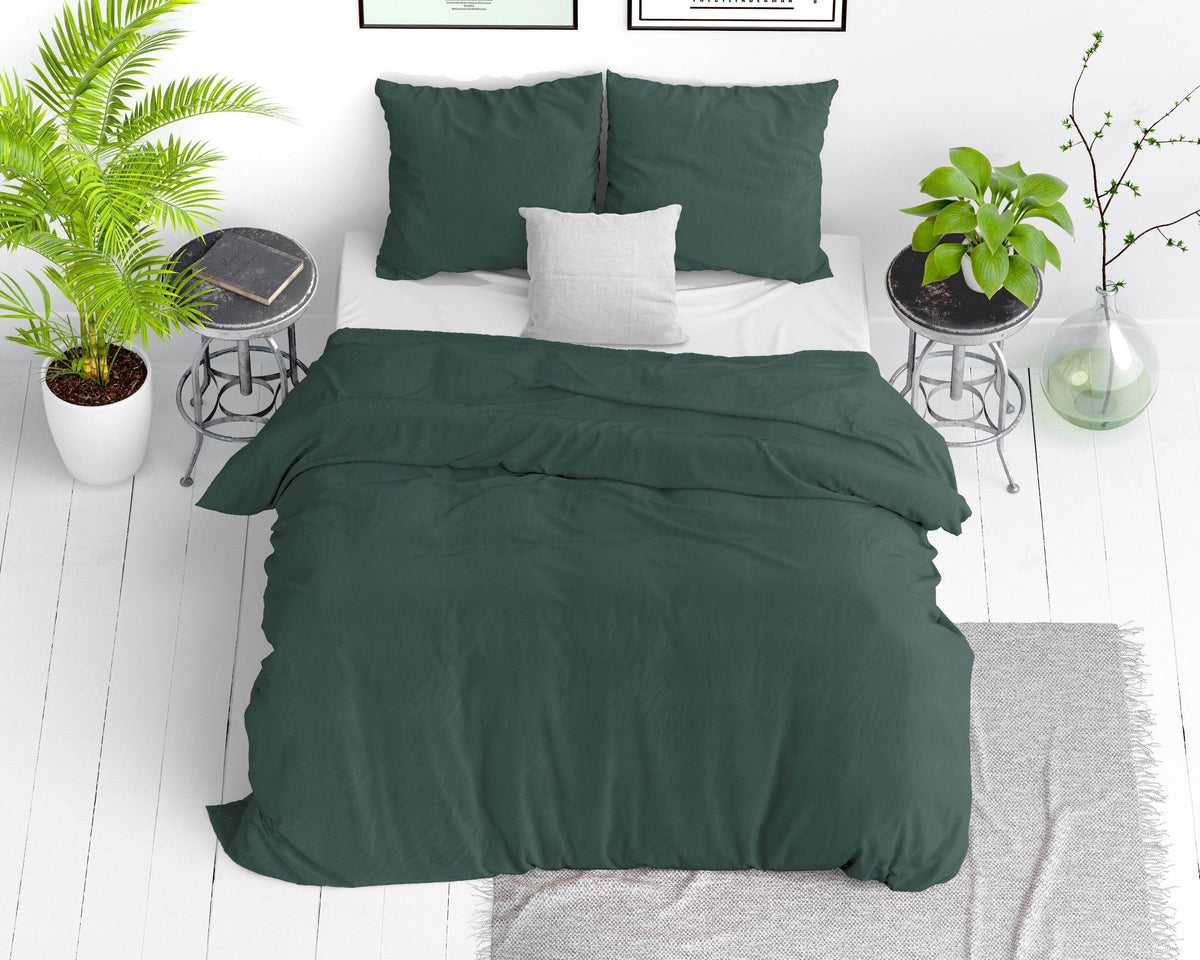 Bettbezug Stone washed Dark Green 140 x 220 cm - Palo24