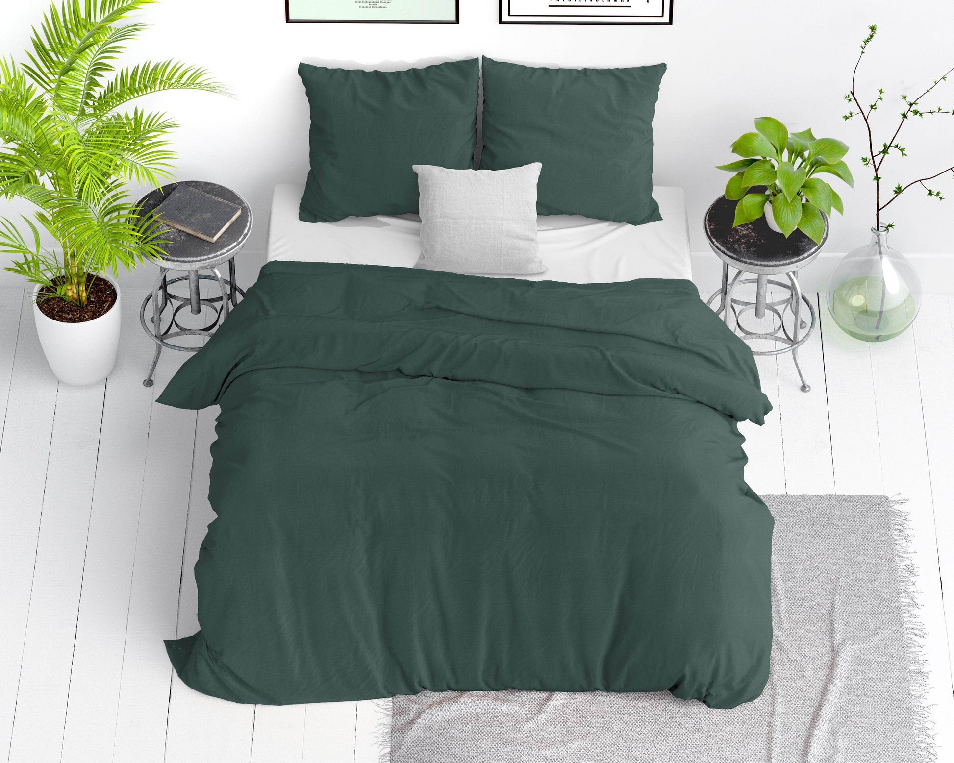 Bettbezug Stone washed Dark Green 140 x 220 cm - Palo24