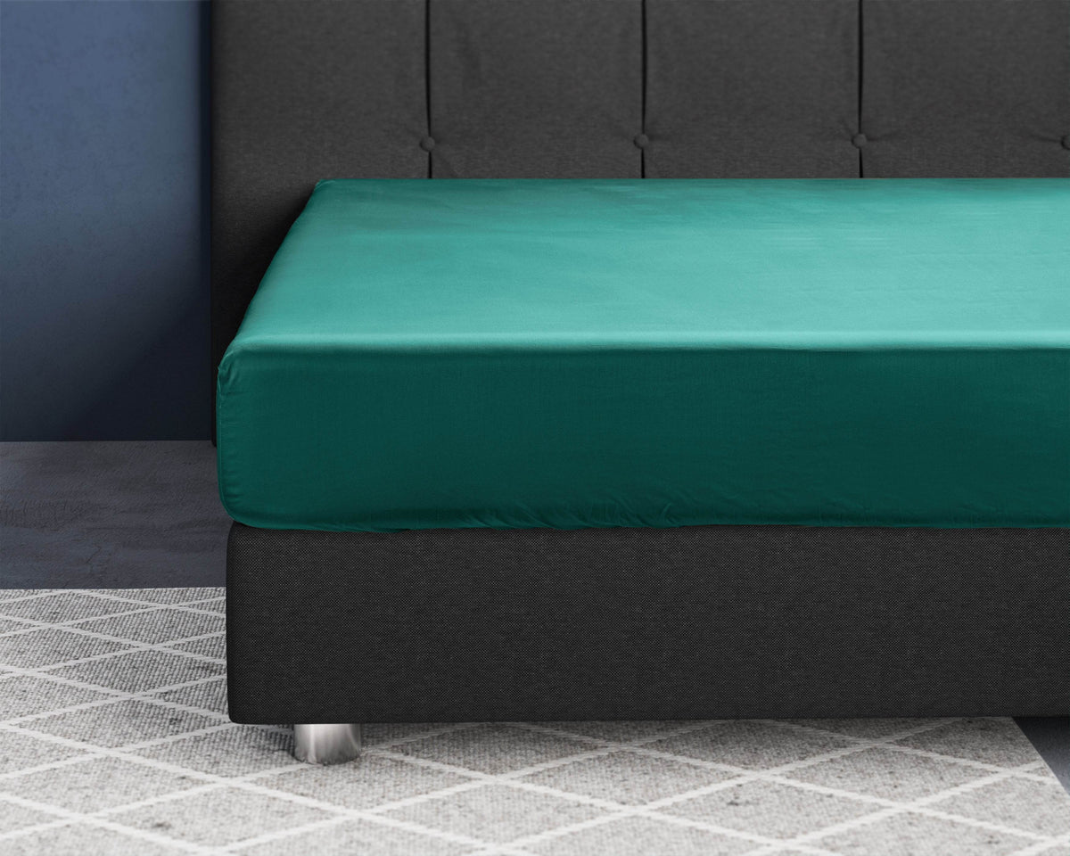 Satin Spannbettlaken Dunkelgrün 80 x 200 cm - Palo24