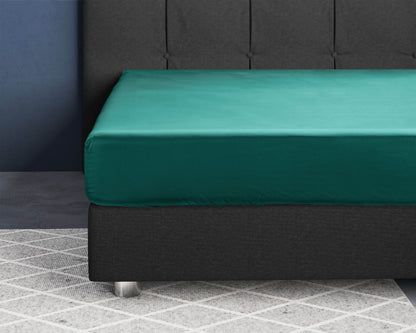 Satin Spannbettlaken Dunkelgrün 180 x 210 cm - Palo24