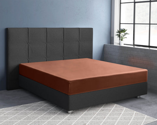 Satin Spannbettlaken Braun 70 x 200 cm - Palo24