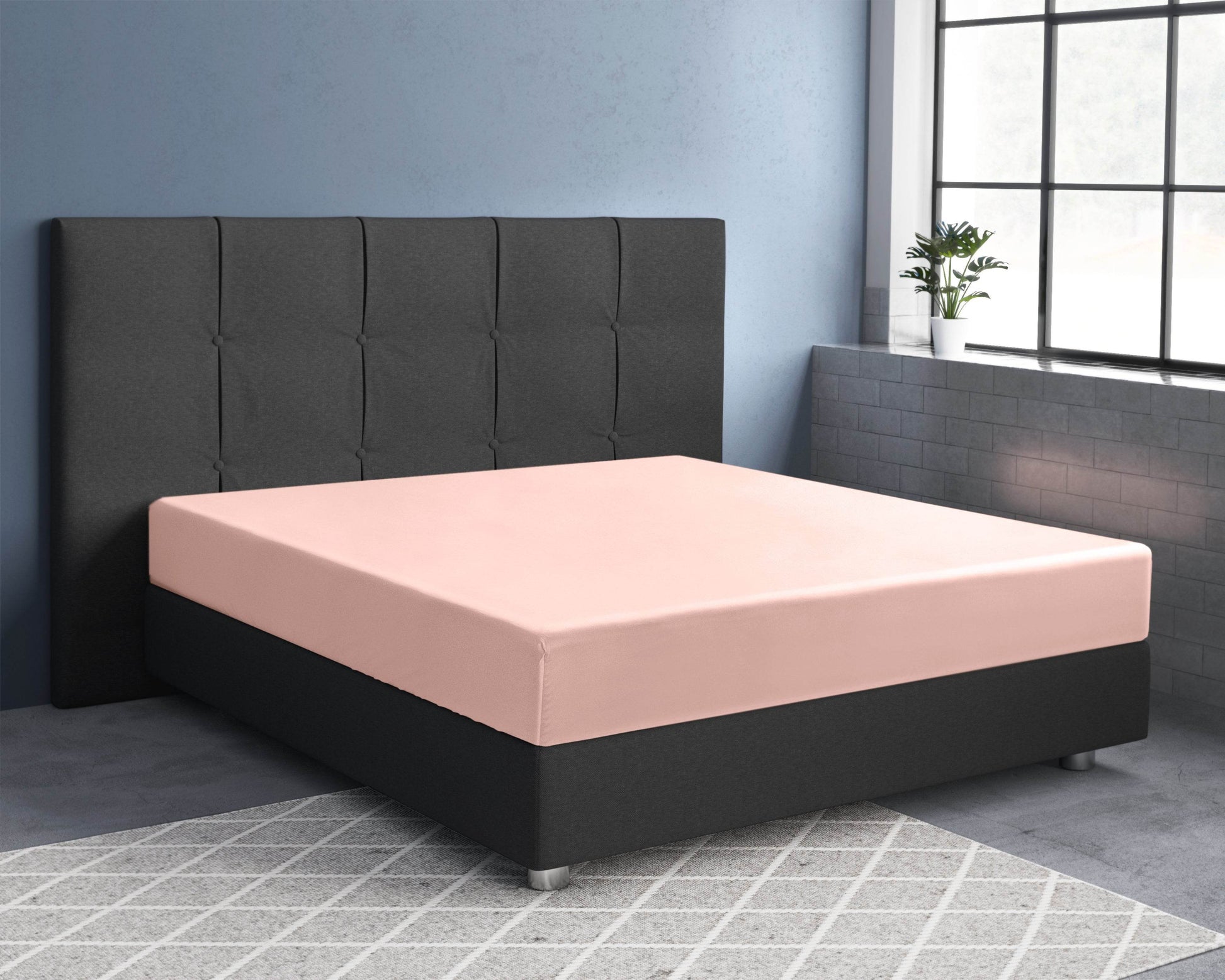 Satin Spannbettlaken Rosa 180 x 200 cm - Palo24