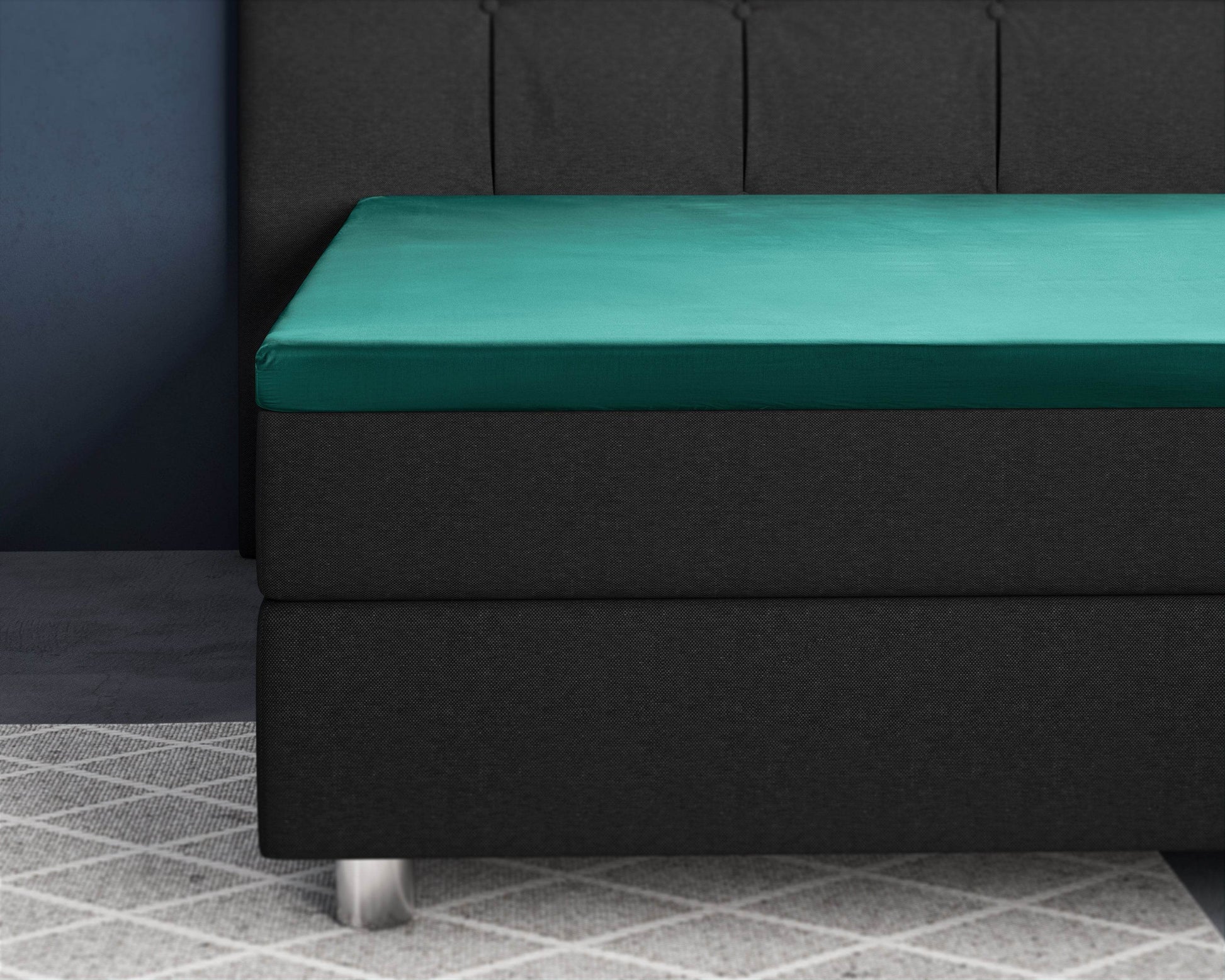 Topper Satin Spannbettlaken Dunkelgrün 160 x 200 cm - Palo24