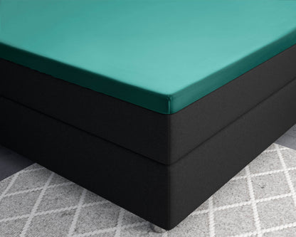 Topper Satin Spannbettlaken Dunkelgrün 160 x 200 cm - Palo24