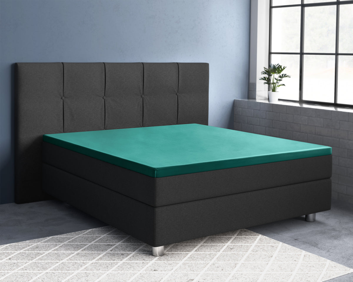 Topper Satin Spannbettlaken Dunkelgrün 160 x 200 cm - Palo24