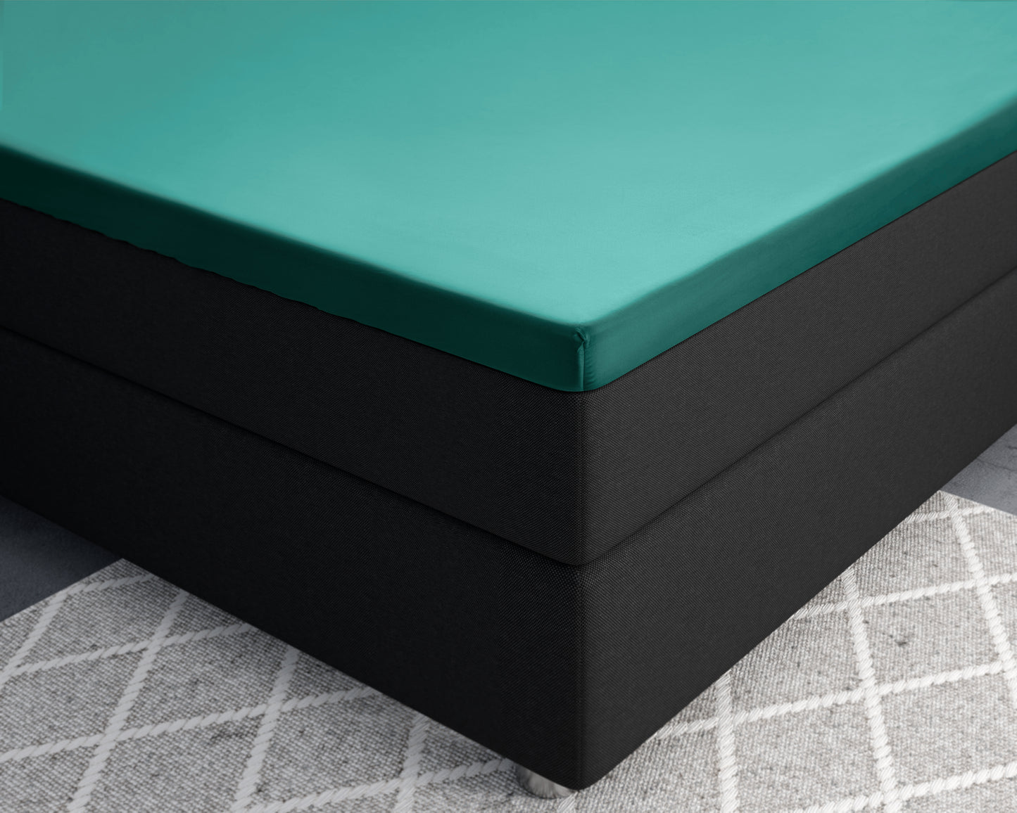Topper Satin Spannbettlaken Dunkelgrün 160 x 220 cm - Palo24