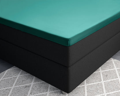 Topper Satin Spannbettlaken Dunkelgrün 160 x 220 cm - Palo24