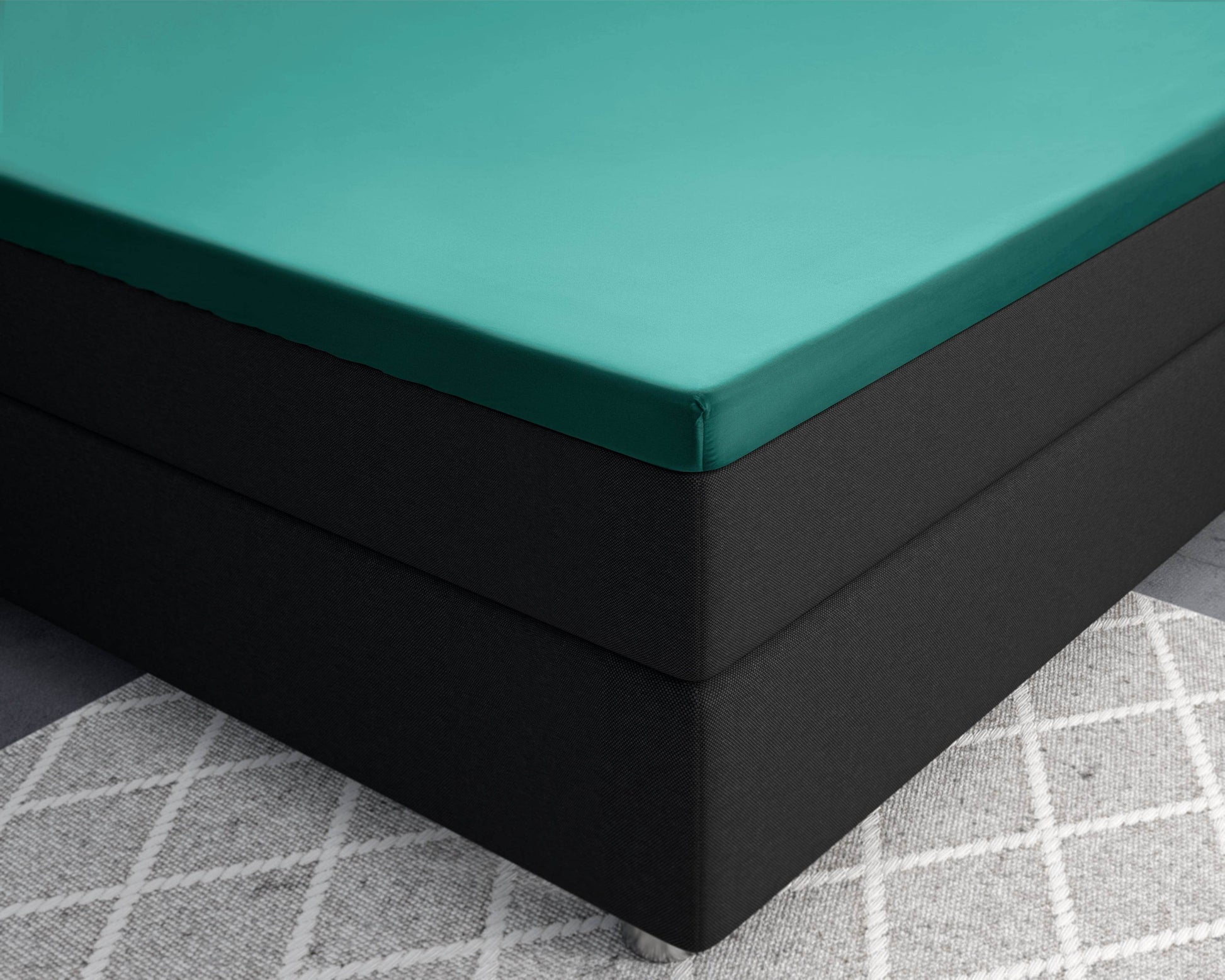 Topper Satin Spannbettlaken Dunkelgrün 180 x 220 cm - Palo24
