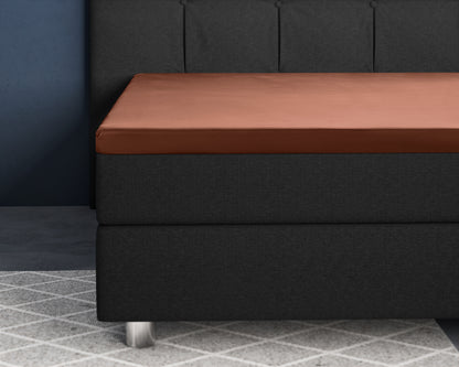 Topper Satin Spannbettlaken Braun 160 x 200 cm - Palo24