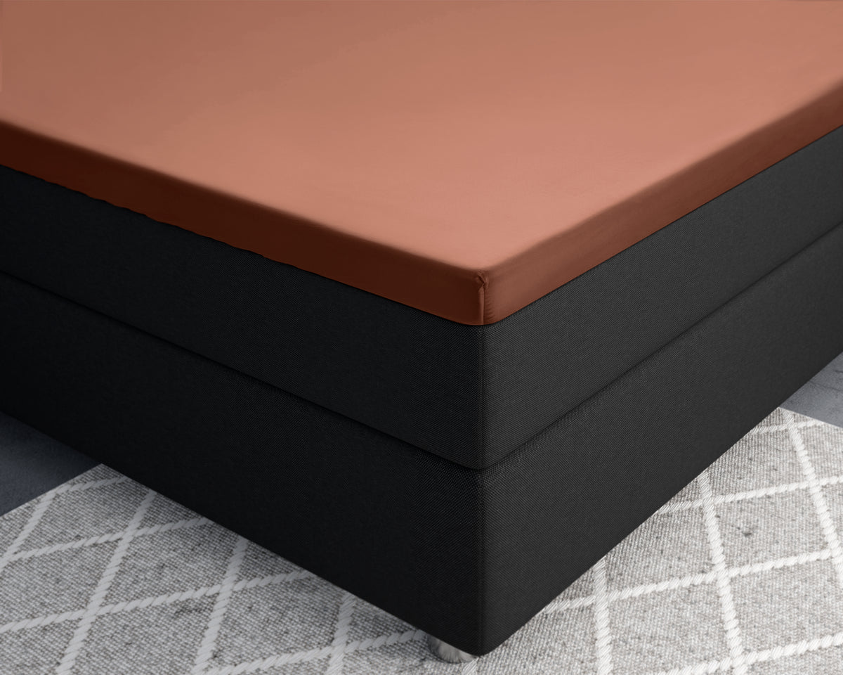 Topper Satin Spannbettlaken Braun 160 x 200 cm - Palo24