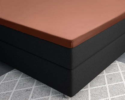Topper Satin Spannbettlaken Braun 160 x 200 cm - Palo24
