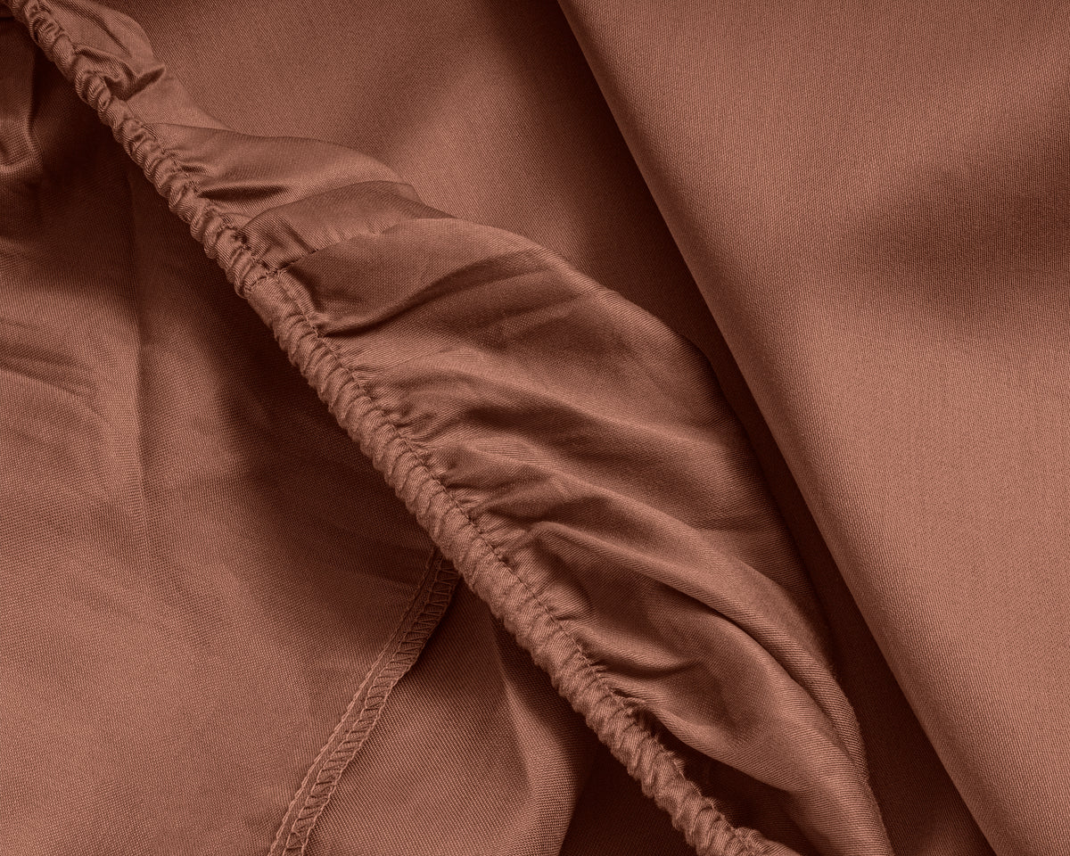 Topper Satin Spannbettlaken Braun 160 x 200 cm - Palo24