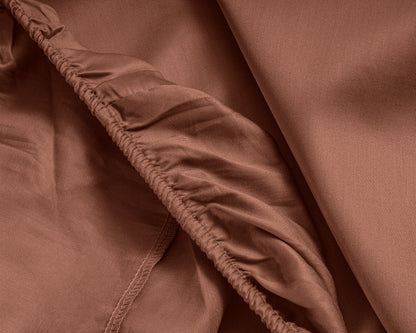 Topper Satin Spannbettlaken Braun 160 x 200 cm - Palo24