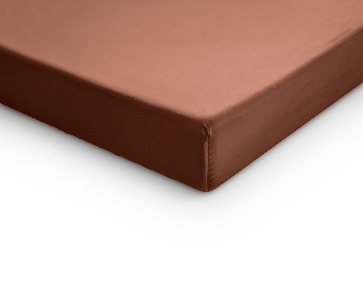 Topper Satin Spannbettlaken Braun 160 x 220 cm - Palo24