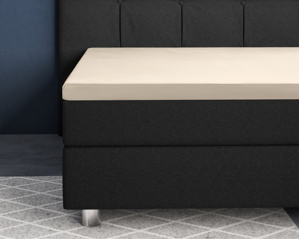Topper Satin Spannbettlaken Sand 140 x 200 cm - Palo24