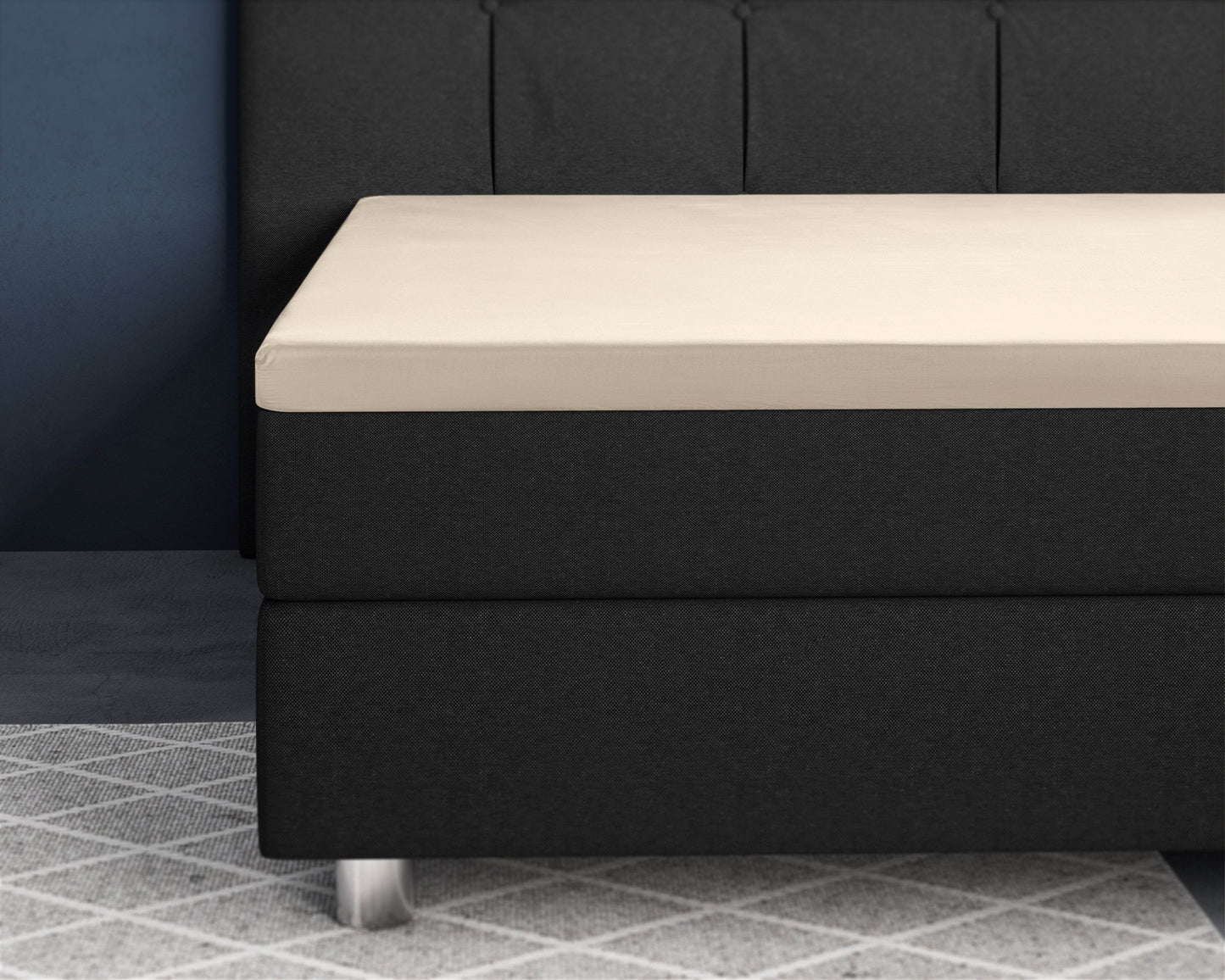 Topper Satin Spannbettlaken Sand 180 x 220 cm - Palo24