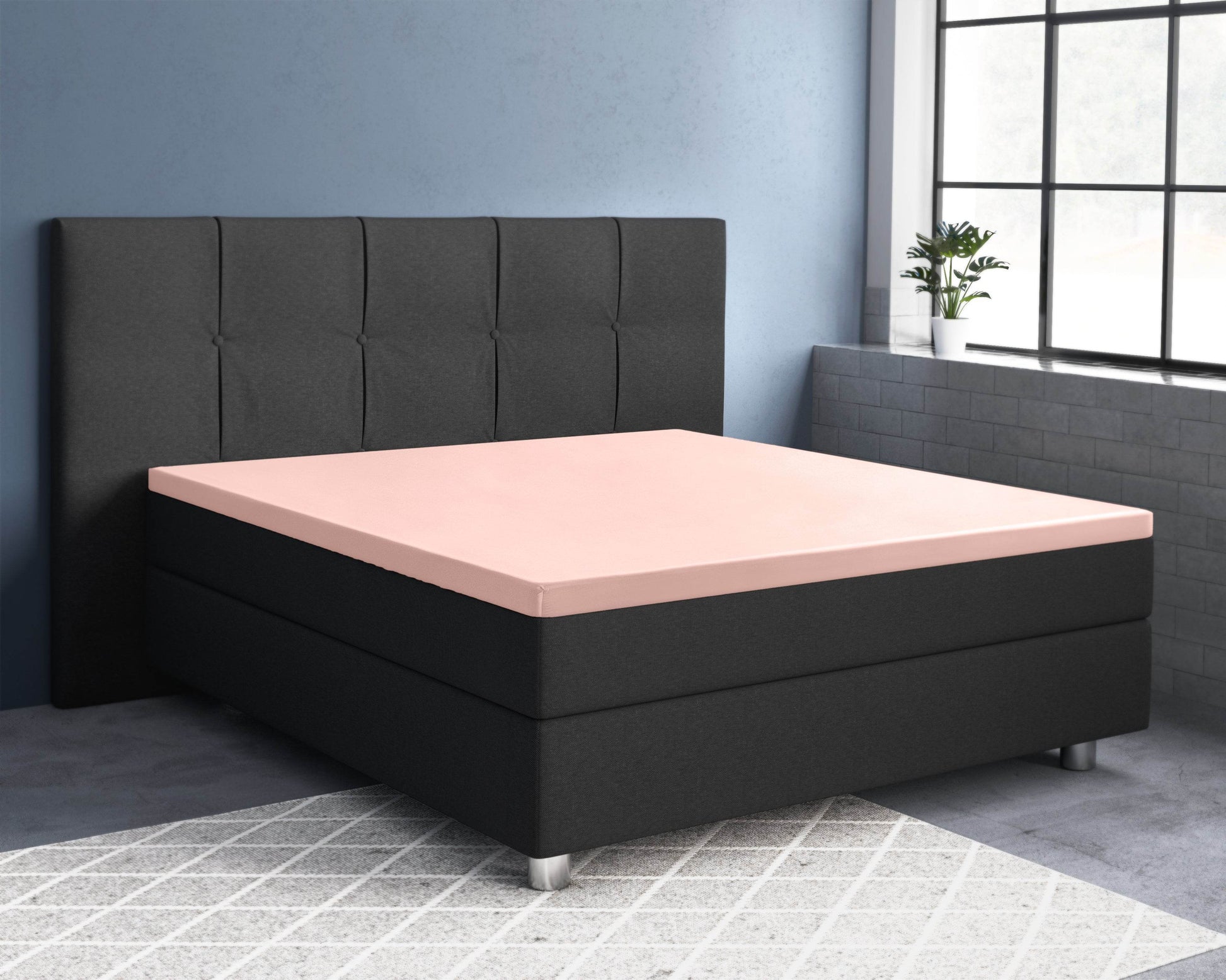 Topper Satin Spannbettlaken Rose 160 x 220 cm - Palo24
