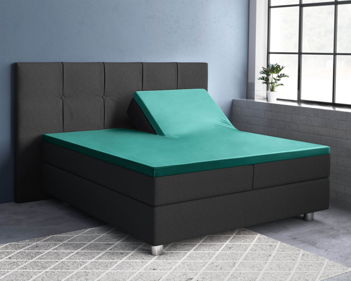 Split-Topper Satin Spannbettlaken Dunkelgrün 160 x 200 cm - Palo24