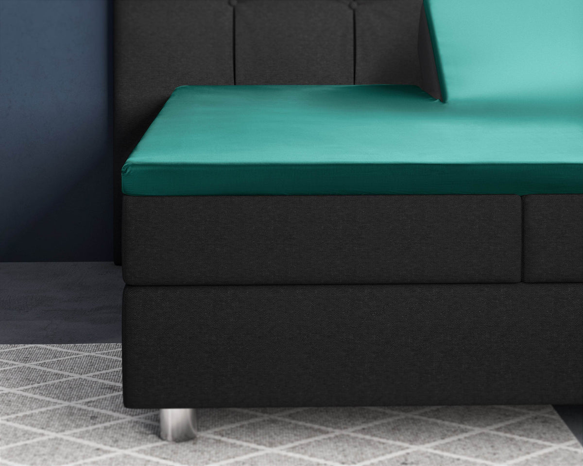 Split-Topper Satin Spannbettlaken Dunkelgrün 180 x 220 cm - Palo24
