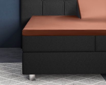 Split-Topper Satin Spannbettlaken Braun 160 x 200 cm - Palo24