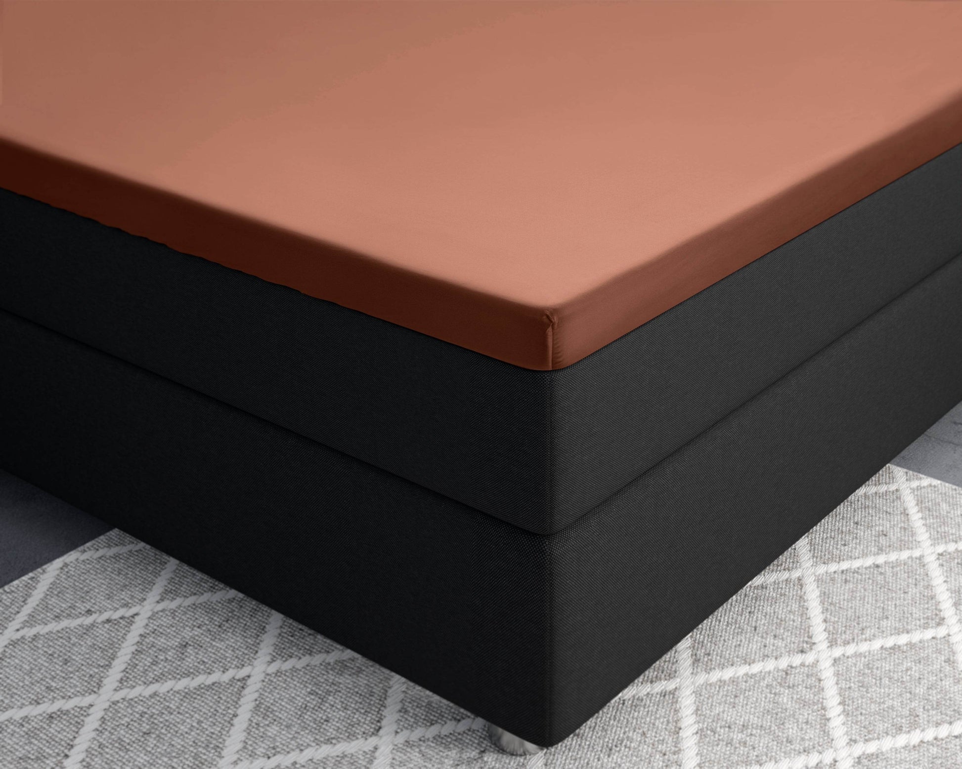Split-Topper Satin Spannbettlaken Braun 160 x 200 cm - Palo24