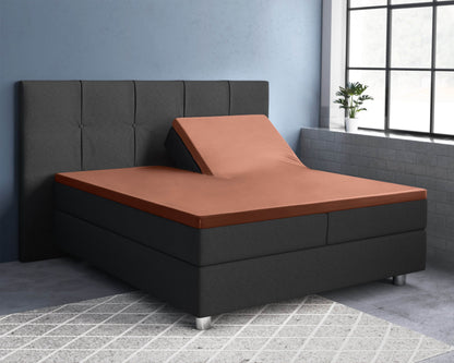 Split-Topper Satin Spannbettlaken Braun 180 x 200 cm - Palo24