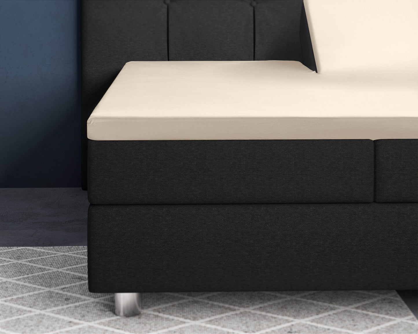 Split-Topper Satin Spannbettlaken Sand 180 x 200 cm - Palo24