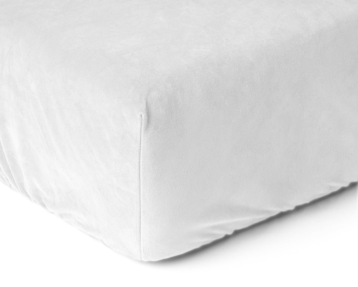 Samt Spannbettlaken Weiss 140 x 200 cm - Palo24