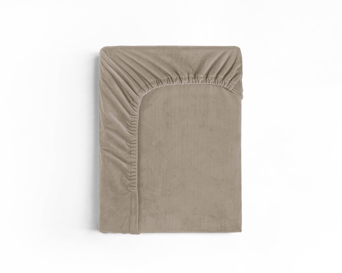 Samt Spannbettlaken Taupe 180 x 200 cm - Palo24